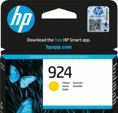 Produktbild von HP 924 Gelb Original Druckerpatrone, Standardertrag, Gelb, 1 Stück(e), 400 Seiten, Einzelpackung
