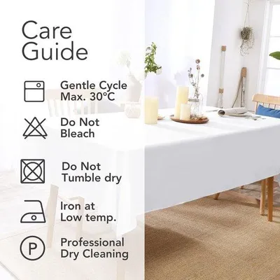 Produktbild von Famanu Tischdecke Wasserabweisend Polyester Weiß - Waschbar und Schützend für Festlichkeiten und Esszimmer - 140x240 cm