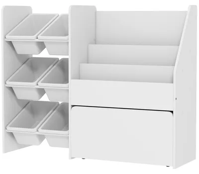 Productafbeelding van AIYAPLAY Kinderrek, kinderboekenrek met 6 uitneembare bakken, wit