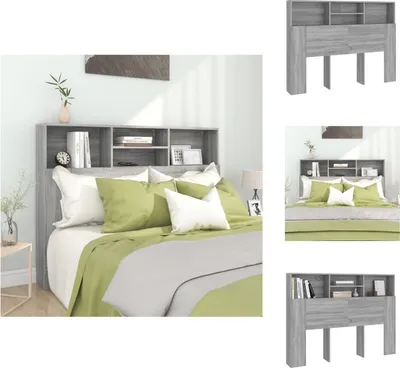 Produktbild von vidaXL Kopfteil mit Ablagen Grau Sonoma 140x19x103,5 cm -  Kopf- & Fußenden