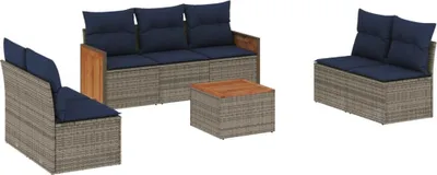 Produktbild von vidaXL 8-teiliges Gartensofa-Set mit Kissen, grau, Polyrattan
