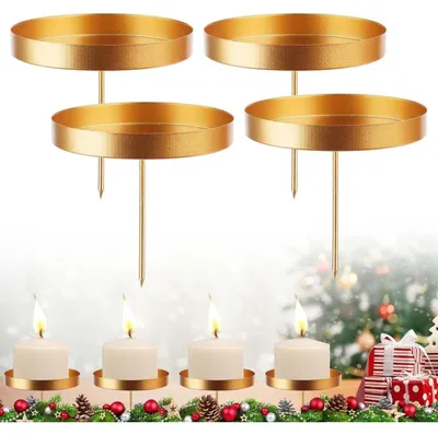 Immagine prodotto di Set di 4 portacandele per l'Avvento, diametro 8 cm, metallo, color oro