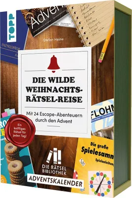 Produktbild von Die Rätselbibliothek. Adventskalender - Die wilde Weihnachts-Rätsel-Reise. Mit 24 Escape-Abenteuern durch den Advent