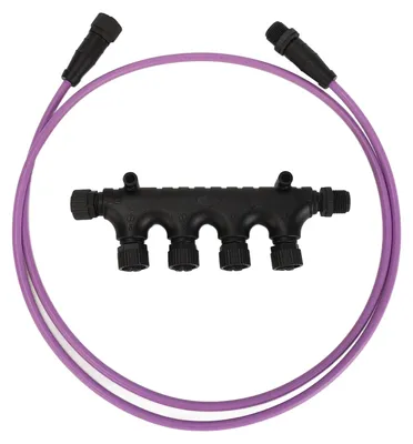 Image de pour NMEA 2000 : connecteur en T multiport à 4 ports, M12, étanche, avec câble marin