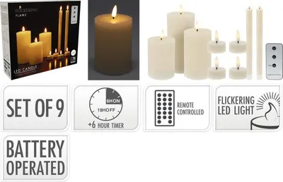 Image de Set de bougies LED (9 pièces) avec télécommande