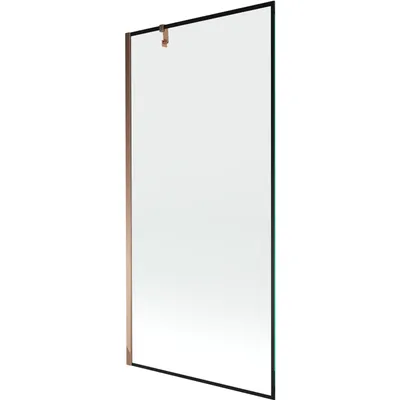 Obrázok produktu pre Mexen Next vaňová zástena jednokrídlová 90 x 150 cm, Čierny vzor, Zlatoružová - 895-090-000-00-70-60