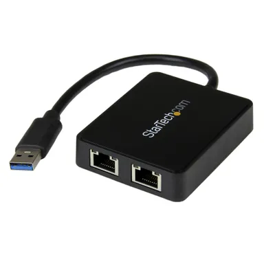 Produktbild von StarTech.com USB 3.0 Dual-Port Gigabit Ethernet Adapter USB32000SPT Schwarz