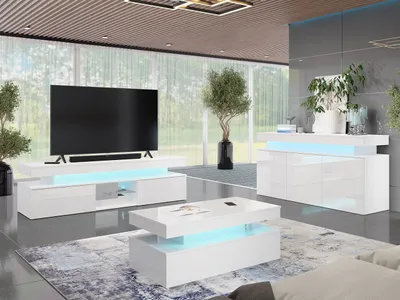 Obrázok produktu pre Obývacia zostava s LED osvetlením USOA 1 - lesklá biela
