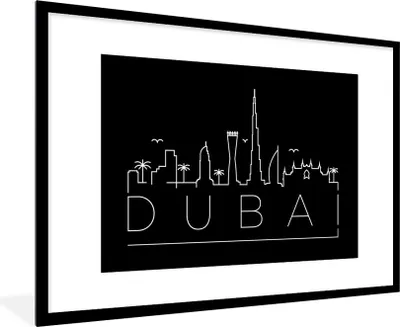 Produktbild von MuchoWow® MuchoWow® Gerahmtes Poster Skyline "Dubai" schwarz 90x60 cm - Poster mit zchwarzem Bilderrahmen - Wanddekoration - Fotos