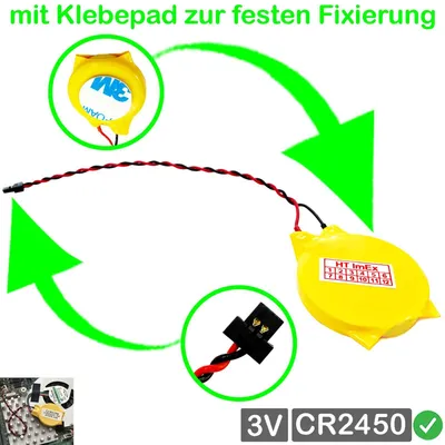 Produktbild von CR2450 RTC Batterie 3V mit Kabel für Minisforum X400 Mini PC CMOS BIOS Backup Batterie