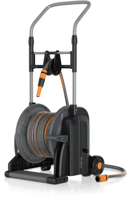 Produktbild von Brandson Schlauchwagen, Schlauchtrommel, 25m Schlauch, automatische Schlauchführung, 2 m Zuleitung, Aufrollhilfe mit Fußpedal, kippsicher, knicksicher, Gardena kompatibel