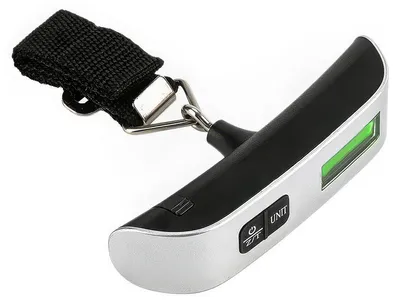 Produktbild von Digitale Reise-Kofferwaage, tragbar bis 50 kg, ideal für Reisen, Gepäck wiegen, LCD-Display, Anti-Rutsch, inkl. Batterie