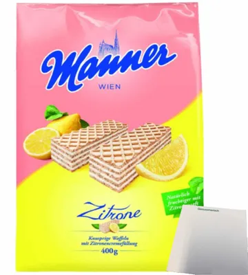 Produktbild von Manner Zitrone Waffeln (400g Beutel) + usy Block