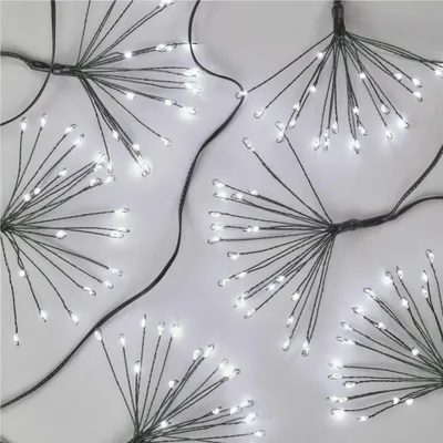 LED světelný řetěz – svítící trsy, nano, 8 m, vnitřní, studená bílá, časovač