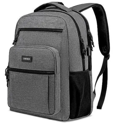 Produktbild von Schulrucksack Laptop Rucksack 15.6 Zoll wasserdicht mit USB Grau