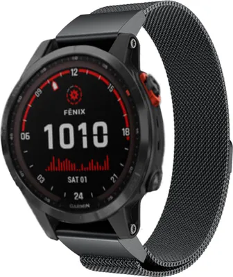 Produktbild von Strap-it Garmin Fenix 7 Milanaise armband (Schwarz)