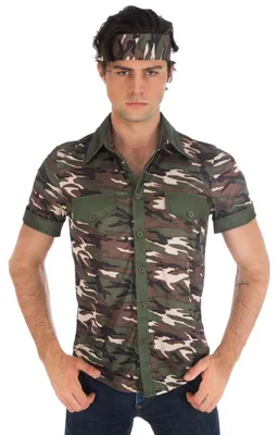 Produktbild von Camouflage Shirt Manuel für Herren - Armee Safari Dschungel Militär Kostüm Größe: 46/48