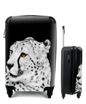 Obrázok produktu pre Kufrík Ručná batožina na kolieskach Malý cestovný kufor so 4 kolieskami Leopard - biely - čierny - Veľkosť kabíny < 55x40x23 cm & 55x40x20 cm - Foto