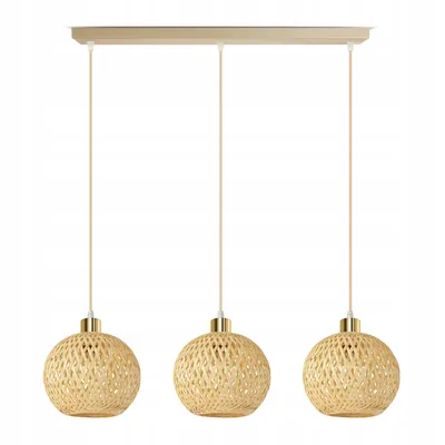 Produktbild von Luxolar LED pendelleuchte 3-flammig E27 Rattan Boho Beige/Grau - Verstellbar Hängelampe für Wohnzimmer, Esszimmer