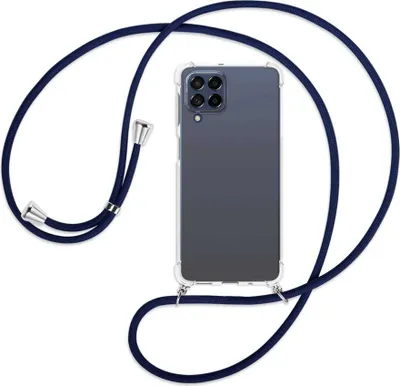 Produktbild von Handykette Backcover-Schutzhülle mit Band (Metall silberfarben) für Samsung Galaxy M53 5G - dunkelblau
