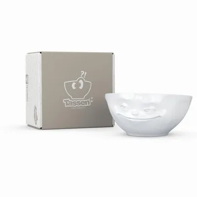 Produktbild von FiftyEight Products Schale, weiß, grinsend, Hartporzellan, 350 ml, H: 7,5 cm, Ø: 13,8 cm, 415 g, bruchsichere Hotelqualität, spülmaschinenfest, mikrowellengeeignet, T020101