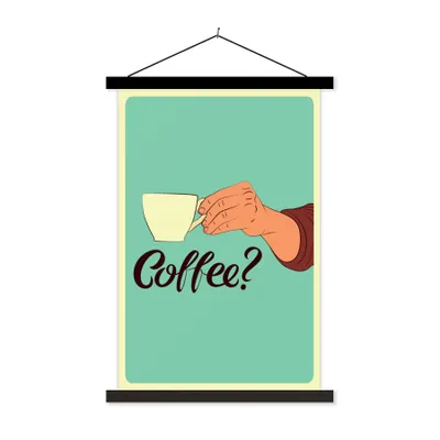 Produktbild von MuchoWow® Textilposter Retro - Sprichwörter - Kaffee? Zitate 60x90 cm mit schwarzem Rahmen - Poster Wohnzimmer