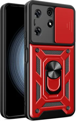 Produktbild von Hülle für Tecno Spark 10 Pro mit Ring Ständer Halter Dia Kameraschutz TPU PC Hybrid Handyhülle Rot
