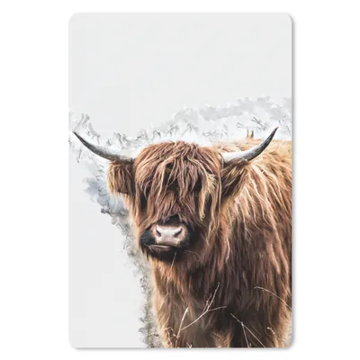 Produktbild von MuchoWow® Mauspad Mousepad Schottischer Highlander - Kuh - Weiß 18x27 cm - Mousepads - Maus Mat - Pad - Mausunterlage