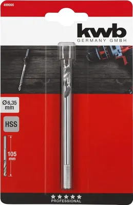 Productafbeelding van kwb HSS centreerboor, Ø 6,35 mm, geschikt voor opnamestelen van de Easy-Cut serie. Toepassingen: hout, lichtgewicht panelen, kunststoffen