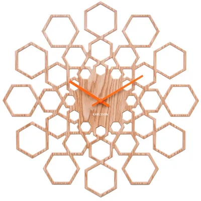Produktbild von Holz Wanduhr 'Sunshine Hexagon' natur, Ø 48 cm