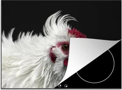 Produktbild von KitchenYeah© Herdabdeckplatte Huhn - Vogel - Schwarz , 70x52cm, Küche Deko, Glaskeramikkochfeld Herdabdeckung, Abdeckplatte fùr Kochfeld