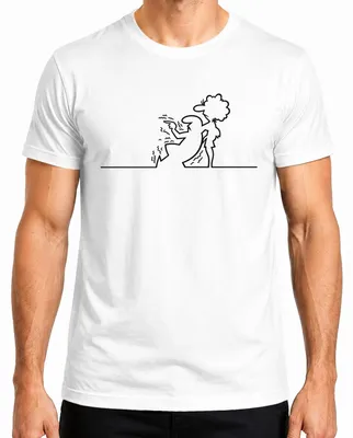 Obrázek produktu pro Pánské tričko "La Linea Balum Strichmaennchen Osvaldo Cartoon Retro Cavandoli", bílá barva, velikost M