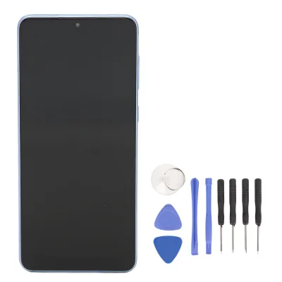 Obrázek produktu pro 6.4" dotykový LCD displej s rámečkem a opravnou sadou včetně snímače otisků prstů pro Samsung Galaxy A33 5G - modrý