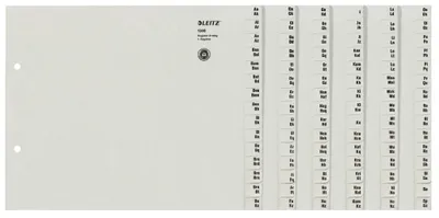 Produktbild von Leitz Registerserie 13080085 DIN A4 A-Z für 8Ordner halbe Höhe grau