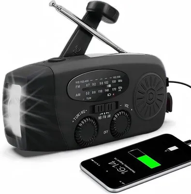 Immagine prodotto di Radio di emergenza a batteria e solare, nera, da campeggio
