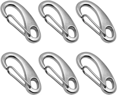 Produktbild von Karabinerhaken 6 Stück, Edelstahl, maximal 100 kg belastbar, 50 mm Federkarabiner, für Outdoor Aktivitäten