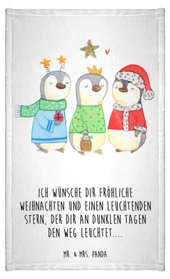 Produktbild von Mr. & Mrs. Panda Handtuch Winterzeit Heilige drei Könige - Weiß - Geschenk, gäste wc, Heiligabend, Weihnachten, Weihnachtsdeko, Weihnachtstage, Gästehandtuch 30x50