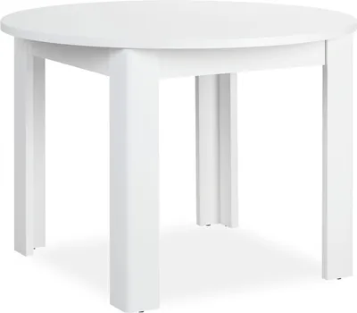 Image de Homestyle4u Table de salle à manger ronde Ø 106 cm Blanc Table de salle à manger en bois Table de cuisine en bois