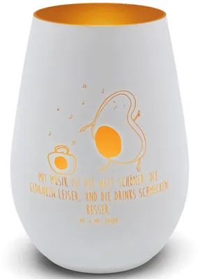 Produktbild von Mr. & Mrs. Panda Kerzenhalter Avocado Tanzen - Weiß - Geschenk, Party, Teelichthalter, Urlaub, für teelichter, Musik, Laterne, Drinks, Windlicht Terrasse, Glas