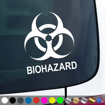 Produktbild von PantherPixel Biohazard Aufkleber Hinweis Warnung Vorsicht Sticker Auto Geschenkidee Farbe Weiss