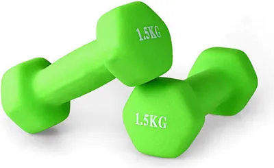 Zdjęcie produktu dla Hantelki żeliwne pokryte neoprenem zestaw 2 x 1,5 kg do treningu fitness i rehabilitacji