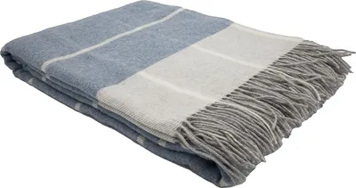 Produktbild von Fair De Luxe Woll-Kaschmir-Decke | wärmende Wohndecke/Plaid vielseitig einsetzbar | Blau/Beige