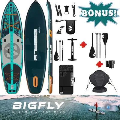 Produktbild von Komplettset, Kajak Touring SUP Board Set mit 5 cm hohem stabilem Sitz, zweite 4-teiligem Paddel, BigFly — SkyGlide 2 Personen Kayak Kanu Boot Paddling