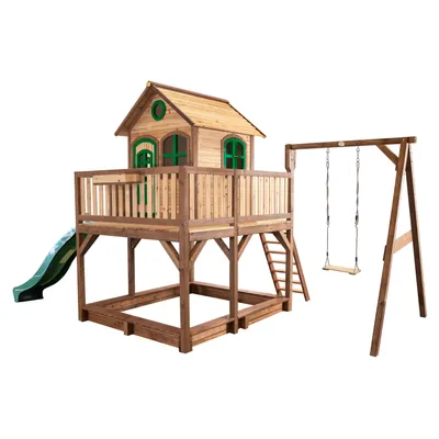 Immagine prodotto di AXI Liam casetta da gioco (con altalena) da giardino su trampoli, marrone; A030.152.00