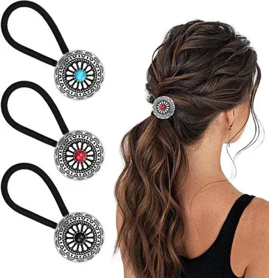 Productafbeelding van Haaraccessoire in westernstijl met turquoise details, concho-ornamenten en bloemenmotieven
