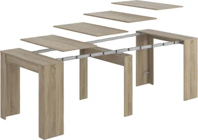 Produktbild von Compton-Konsole, ausziehbarer Esstisch, Tisch mit Mehrzweckverlängerungen, erweiterbar auf bis zu 10 Sitzplätze, cm 51 / 237x90h78, Eiche
