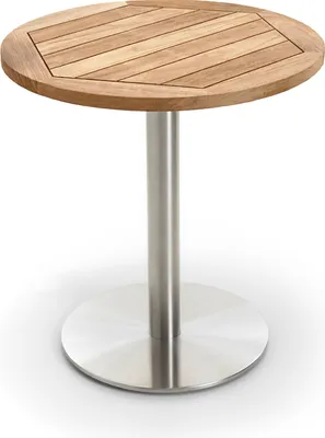 Produktbild von Gartentisch Bistrox 125 cm rund Platte Teak Recycelt Gestell Edelstahl Gebürstet