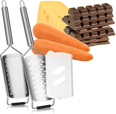 Imagen del producto de Rallador de cocina de 2 piezas, acero inoxidable, con superficie para rallar finamente y otra para rallar grueso, ideal para la cocina
