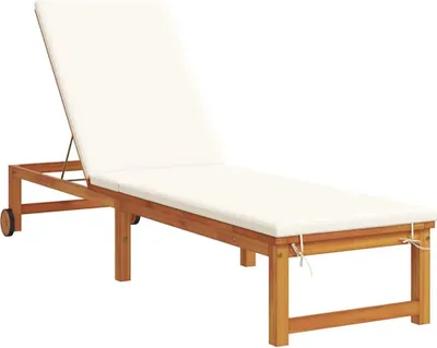Immagine prodotto di vidaXL Lettino con cuscino marrone 53 x 202 x 89 cm in legno massiccio di acacia