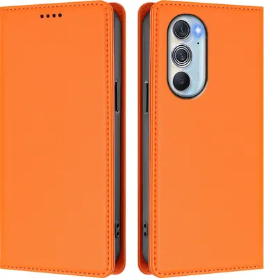 Produktbild von Handyhülle für Motorola Edge 30 Pro, Kunstleder Klapphülle Stoßfeste Magnetische Hülle mit Ständer Orange